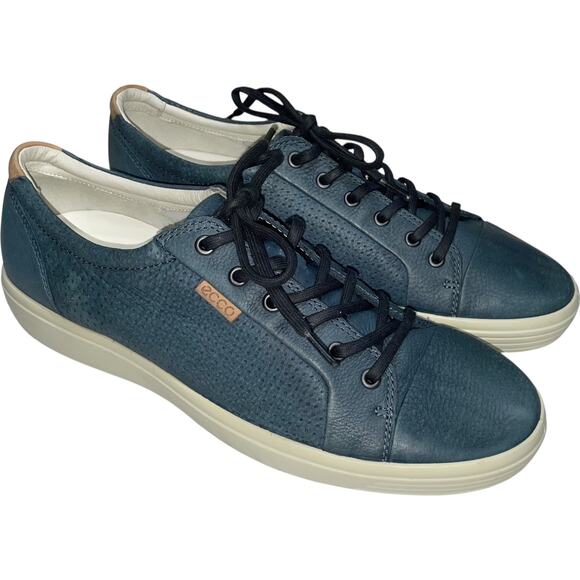ECCO Soft 7 Marine Perforated Leather Low Top Sneakers     Size: US 12 - Picture 1 of 8